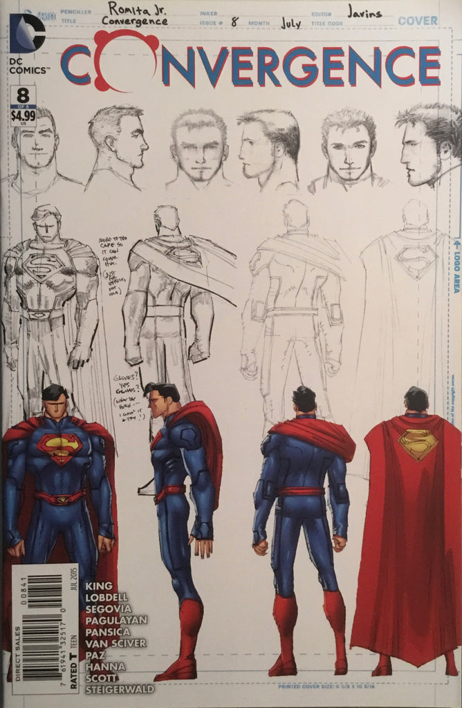 CONVERGENCE # 8 ROMITA JR 1:100 SUPERMAN SKETCH VARIANT COVER