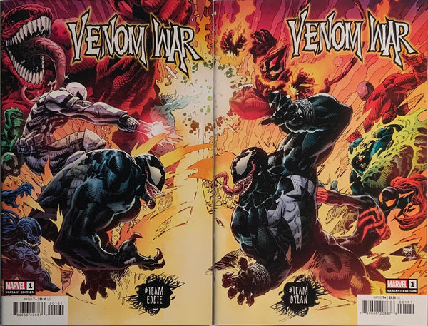 VENOM WAR # 1 TEAM EDDIE / DYLAN CONNECTING VARIANT COVER PAIR