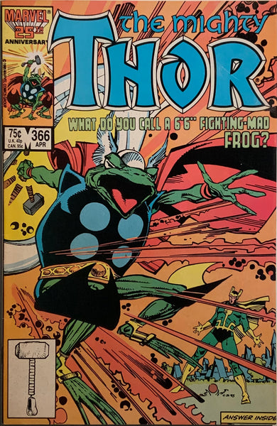 THOR (1966-1996) #366 THOR FROG OF THUNDER COVER APPEARANCE
