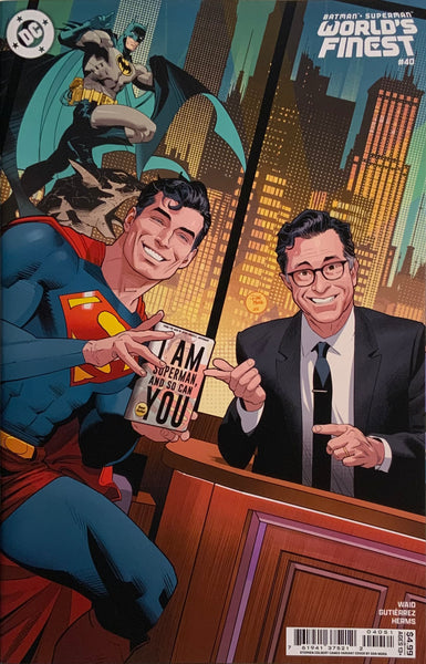 BATMAN / SUPERMAN WORLD’S FINEST #40 MORA VARIANT COVER FEATURING STEPHEN COLBERT