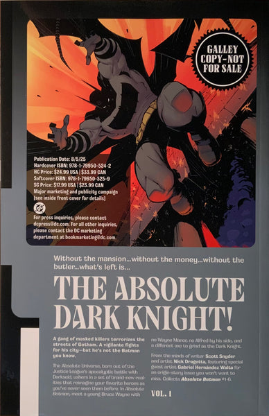 ABSOLUTE BATMAN VOLUME 1 THE ZOO GRAPHIC NOVEL “GALLEY COPY”