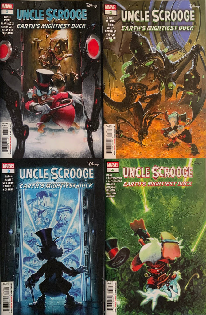 UNCLE SCROOGE EARTH’S MIGHTIEST DUCK # 1 - 4 SET “A” COVERS