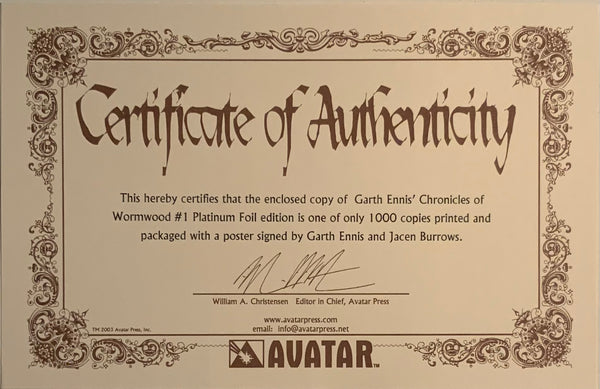 CHRONICLES OF WORMWOOD # 1 LIMITED PLATINUM FOIL EDITION