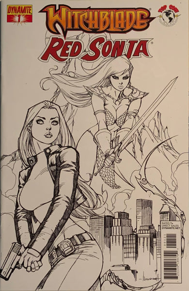 WITCHBLADE / RED SONJA # 1 GARZA 1:10 SKETCH VARIANT COVER