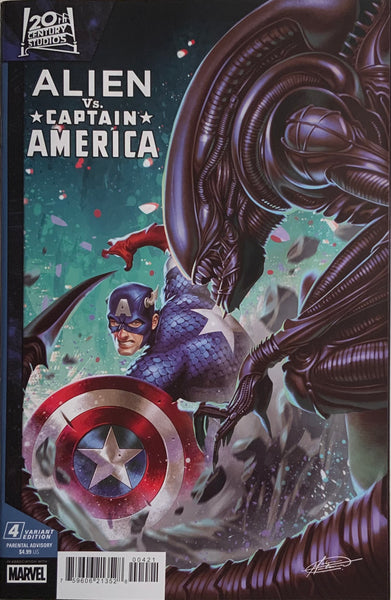 ALIEN VS CAPTAIN AMERICA #4 MANHANINI VARIANT COVER