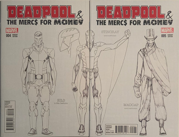 DEADPOOL & THE MERCS FOR MONEY (2016) # 4 & 5 HAWTHORNE 1:20 DESIGN VARIANT CONNECTING COVERS