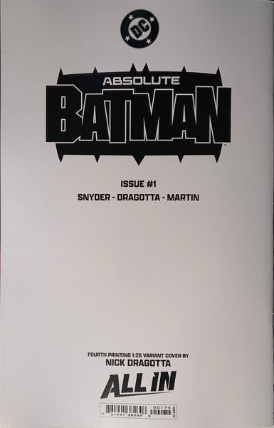 ABSOLUTE BATMAN # 1 FOURTH PRINTING DRAGOTTA 1:25 VARIANT COVER